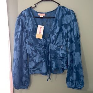 NWT blue floral top